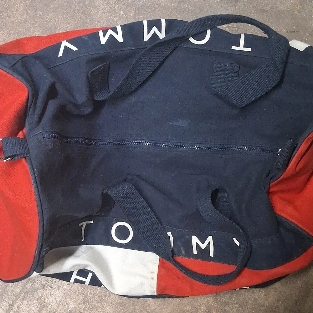 Tommy Hilfiger Blue and Red Duffel Bag